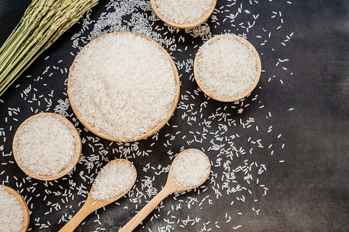 Rice on a table