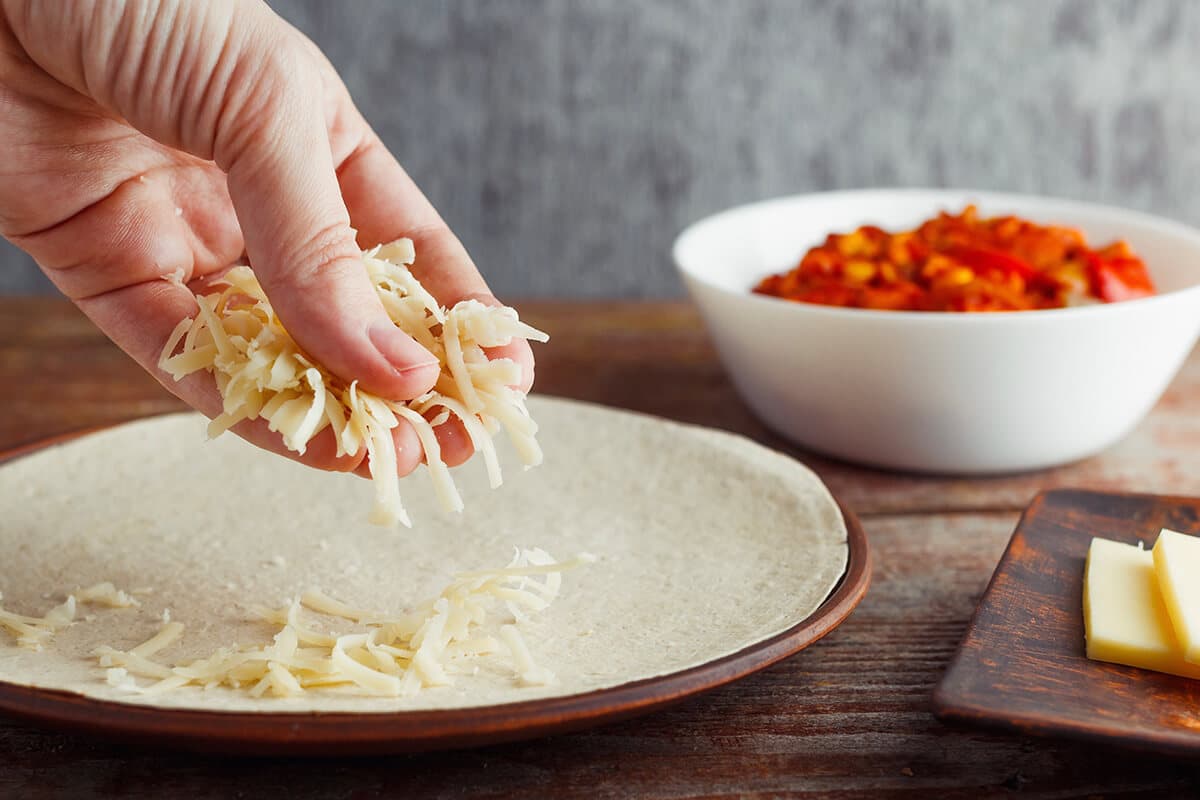 Shredded cheese in a plate