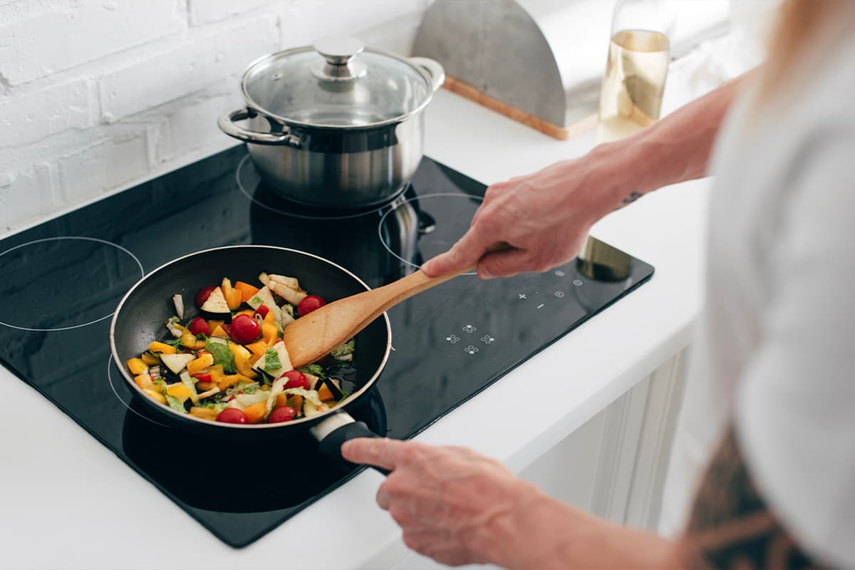 Cooking food on a stove