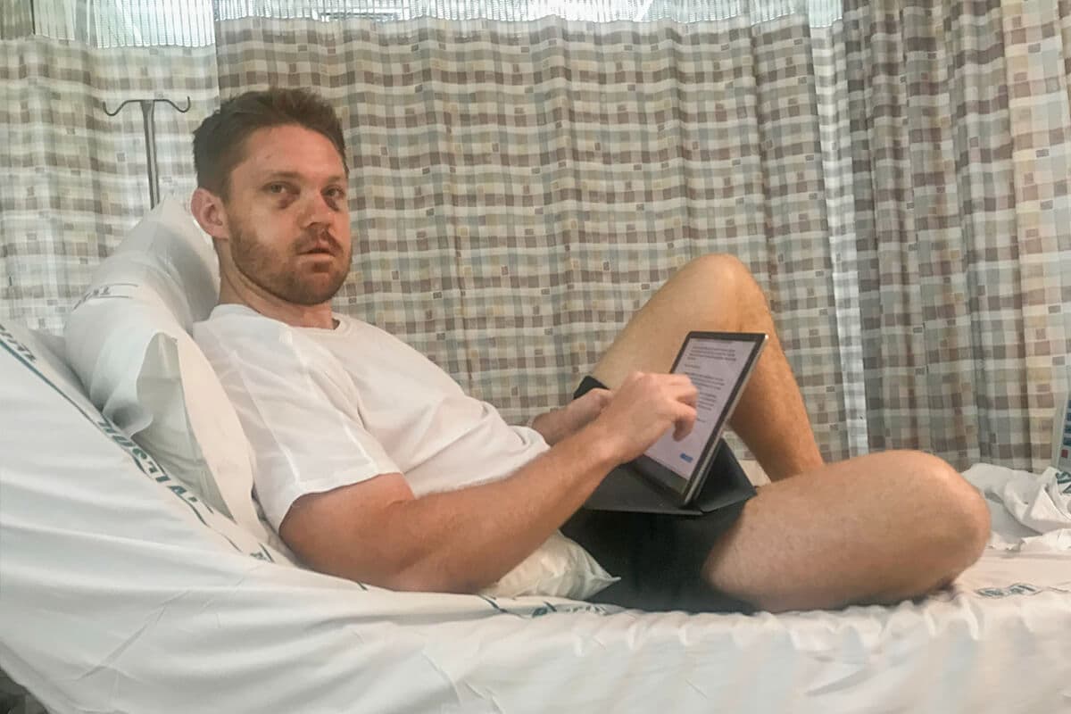 Chris Lawrence after injury
