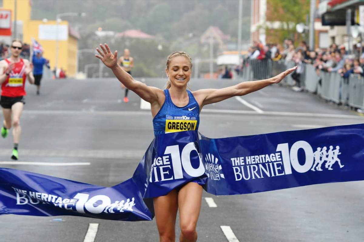 Olympic Athlete Gen Gregson winning a race