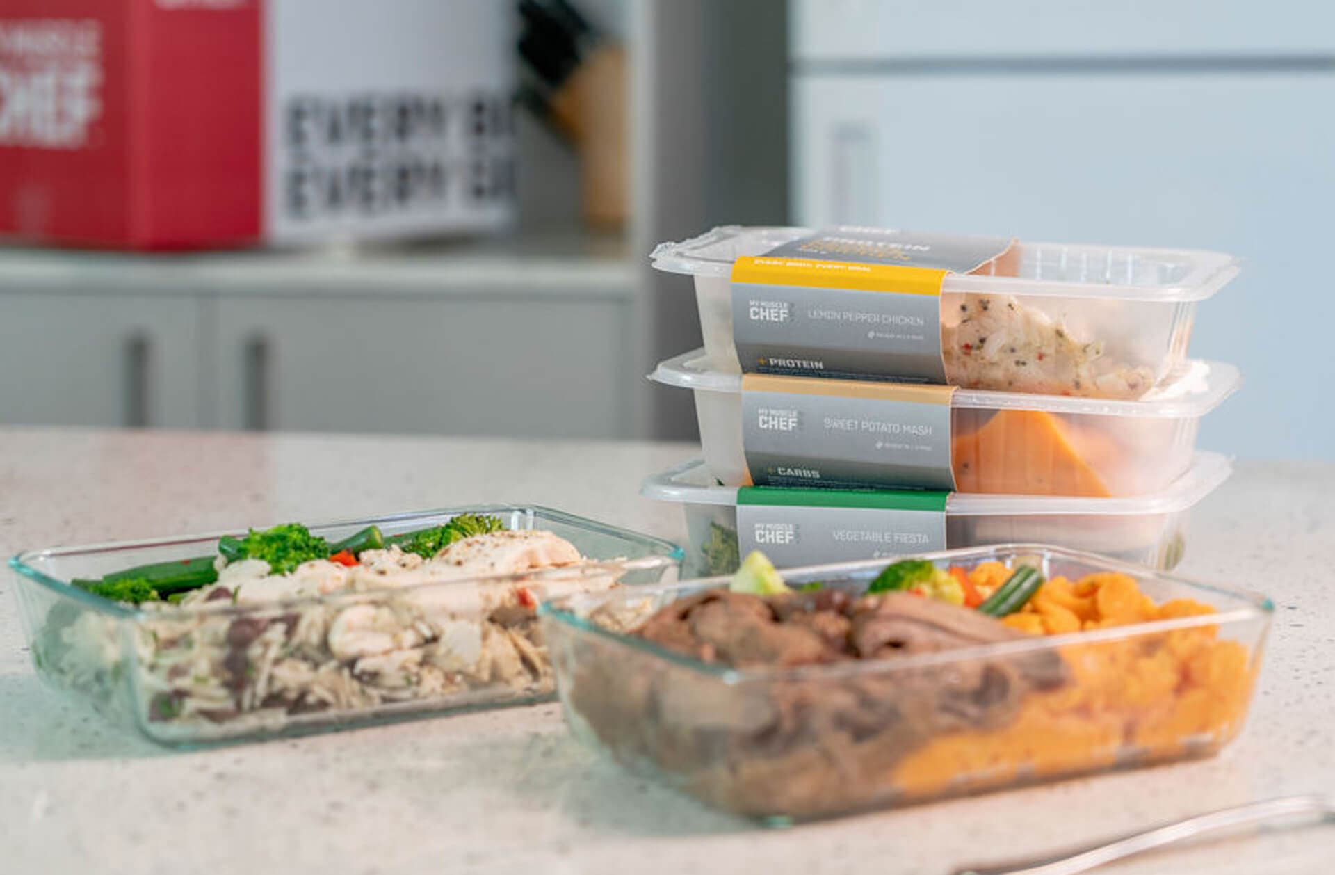 My Muscle Chef meals on a bench top