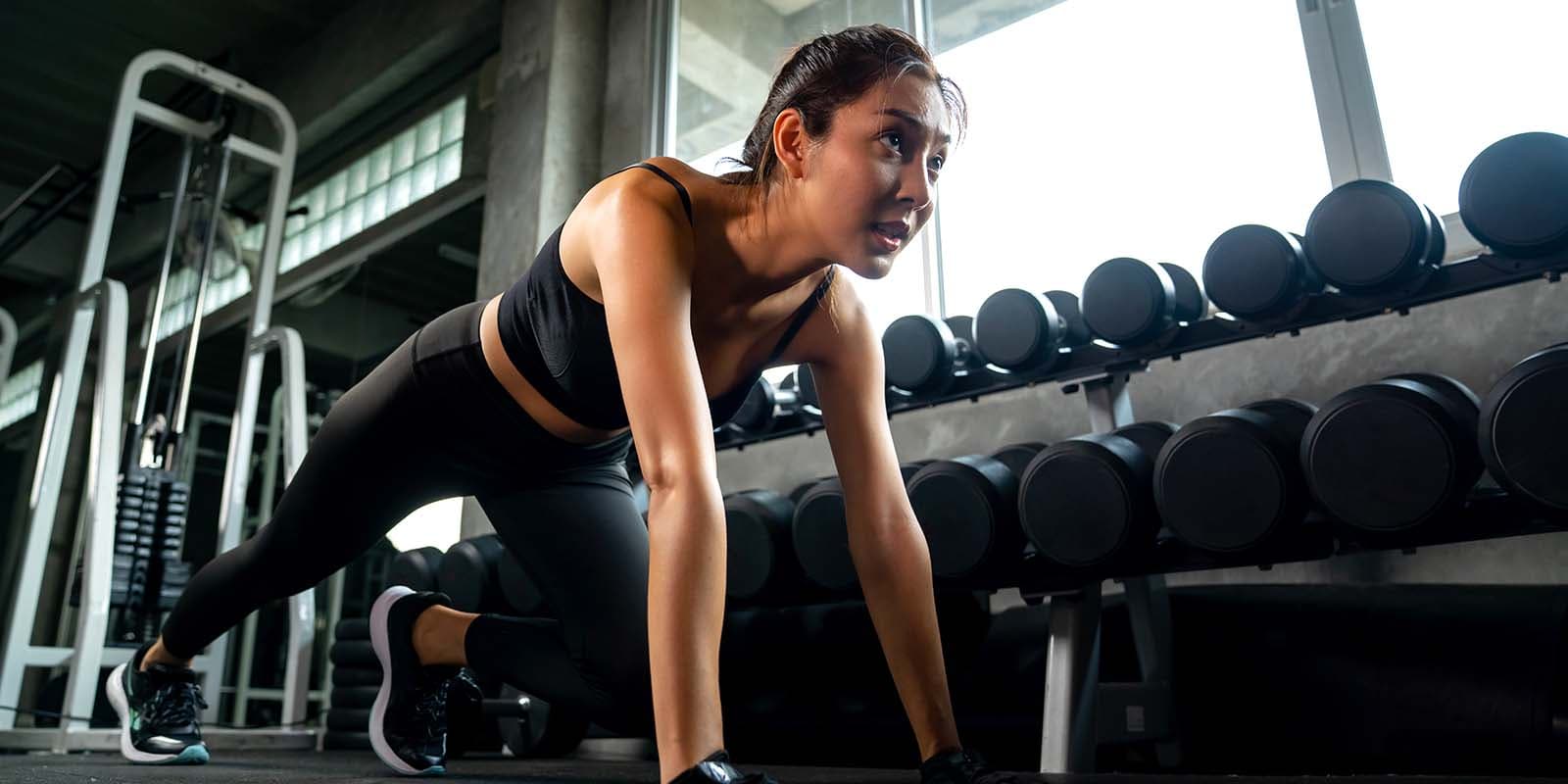 Girl training at the gym