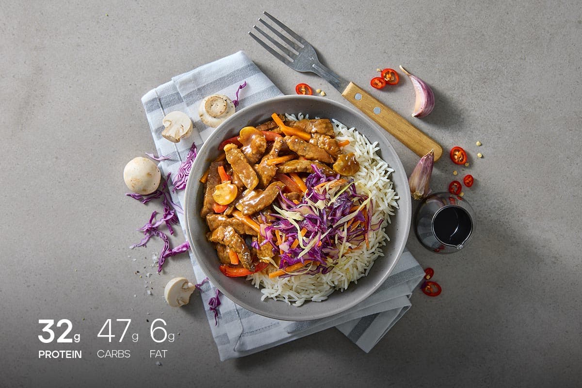 Korean meal plated on a table