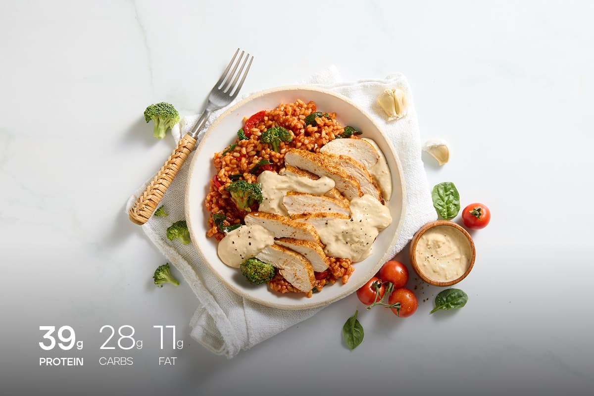 Spicy chicken meal on a table