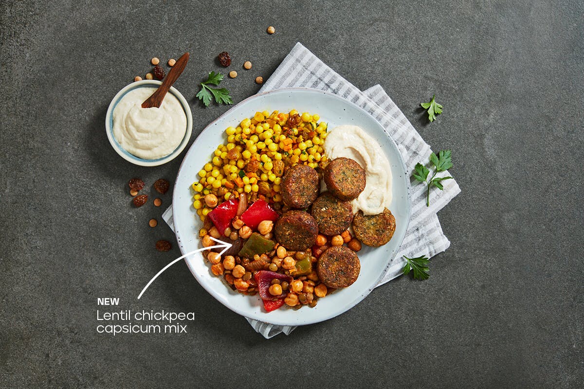 My Muscle Chef Falafel Buddha Bowl plated on a table